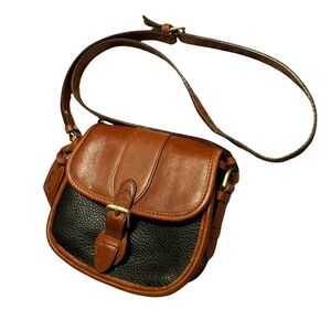 Liz Claiborne Brown and Black Genuine Leather Crossbody Bag